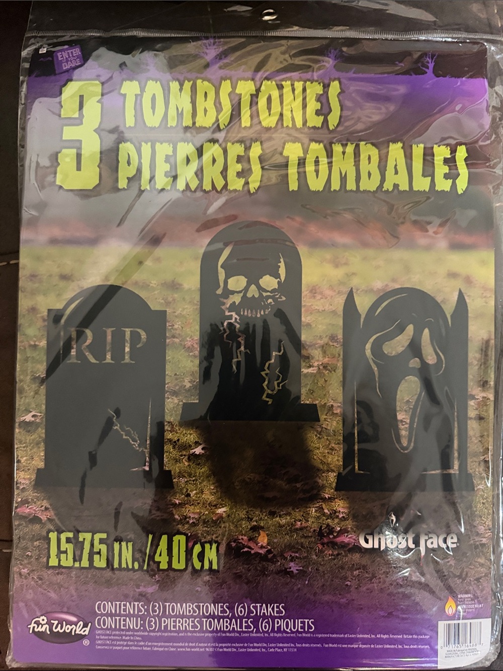 Halloween Black Tombstone Yard Decorations - 3 Pack